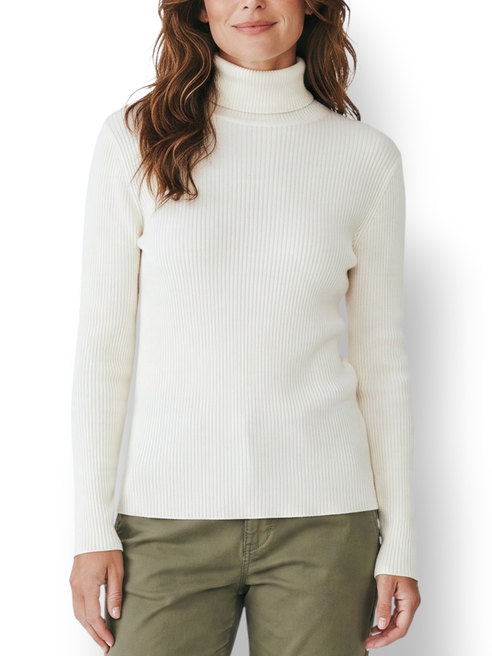 4/$20 Vintage The Damon Turtle Ivory Ribbed Turtleneck Sweater L Acrylic